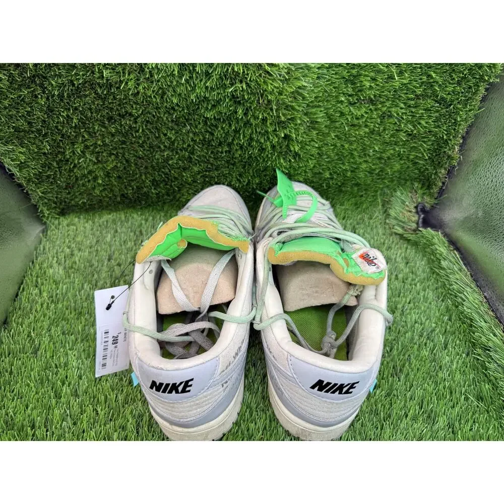 Nike X Off-White Dunk Low DM1602-108 Athletic Sneaker Mens 9.5 White Leather Gym